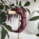 Bordowa korona opaska w kwiaty