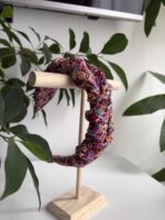 Bordowa korona opaska w kwiaty